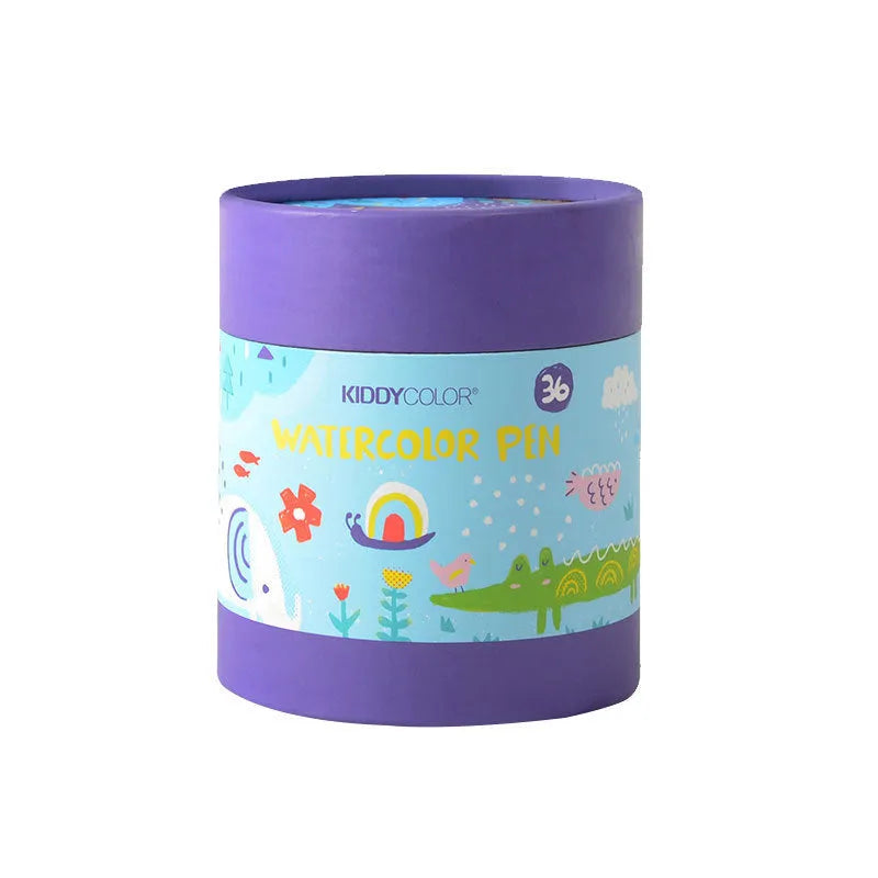 Set of children's washable plastic barrel watercolour pens in 36 or 48 colour options.