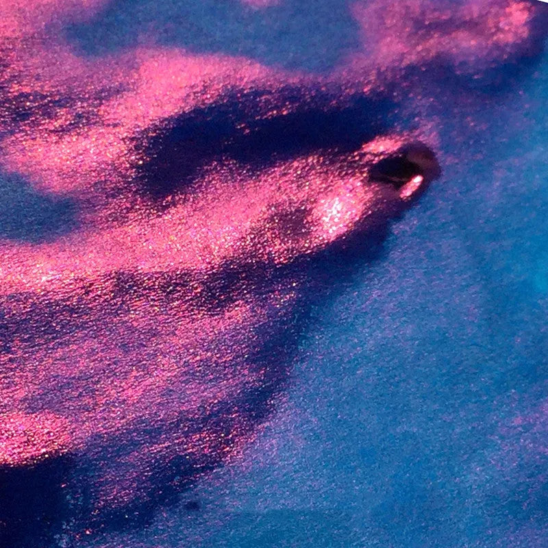 Gradient fountain pen ink bottle with gold powder particles in Red Tide and Truffle colour options