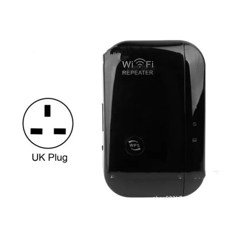 Black or white wireless WiFi repeater with network cable and multiple international plug options