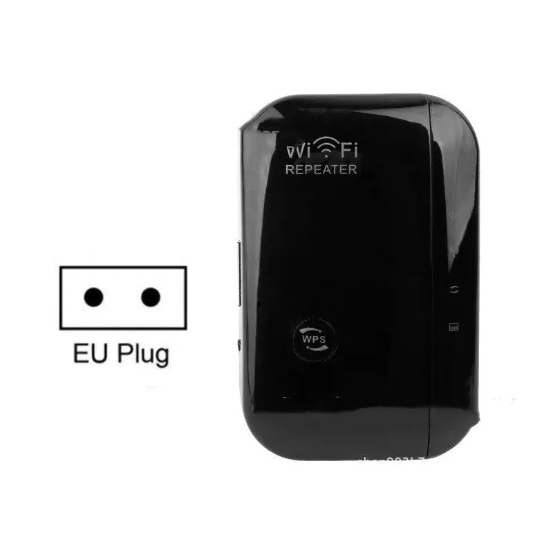 Black or white wireless WiFi repeater with network cable and multiple international plug options