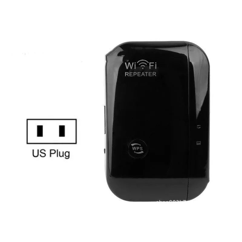 Black or white wireless WiFi repeater with network cable and multiple international plug options