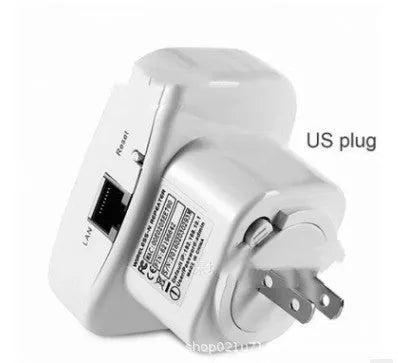 Black or white wireless WiFi repeater with network cable and multiple international plug options