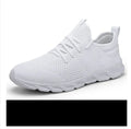 Men's black and white mesh casual sneakers with lace-up closure and round toe for outdoor sports