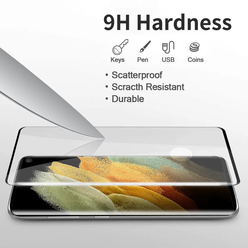 Samsung Galaxy S21 Ultra full-screen 3D curved tempered glass screen protector.