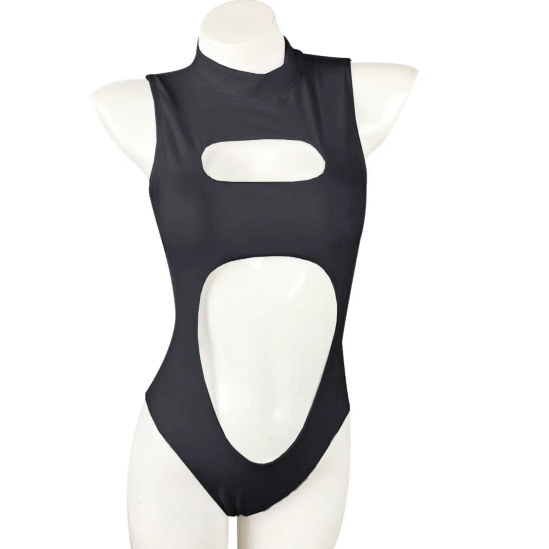 Zipper ladies one-piece swimsuit front zip nylon black colour swimwear