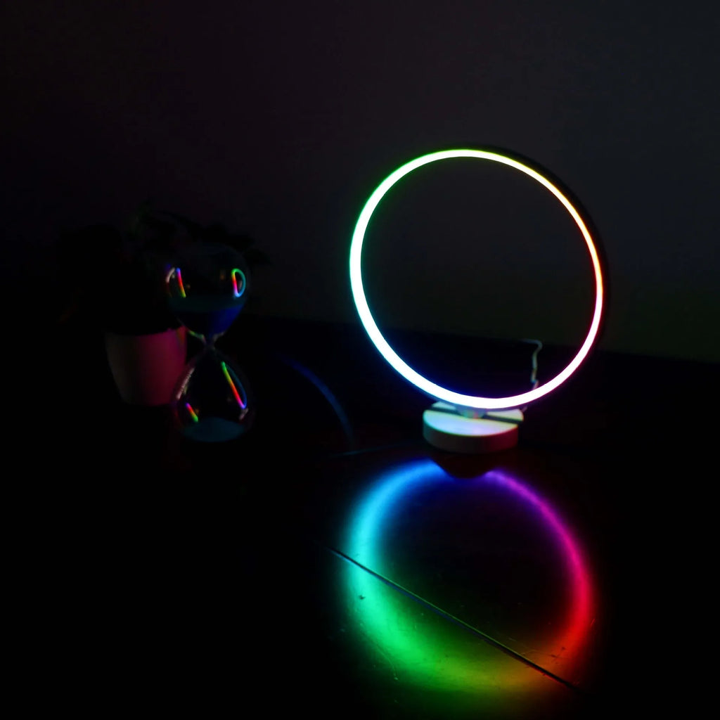 30 cm white full moon lamp with remote control on table surface showing detailed moon texture