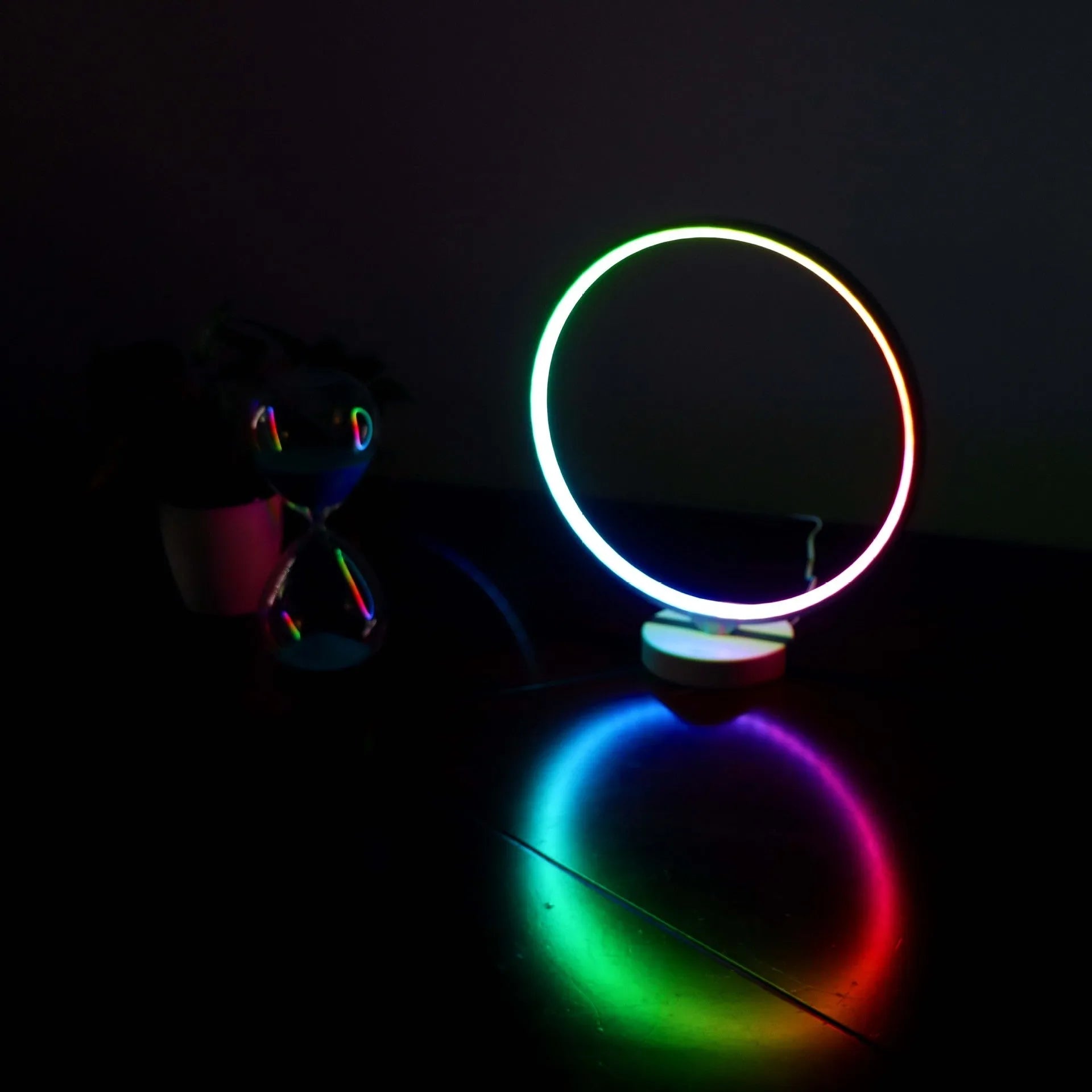 30 cm white full moon lamp with remote control on table surface showing detailed moon texture