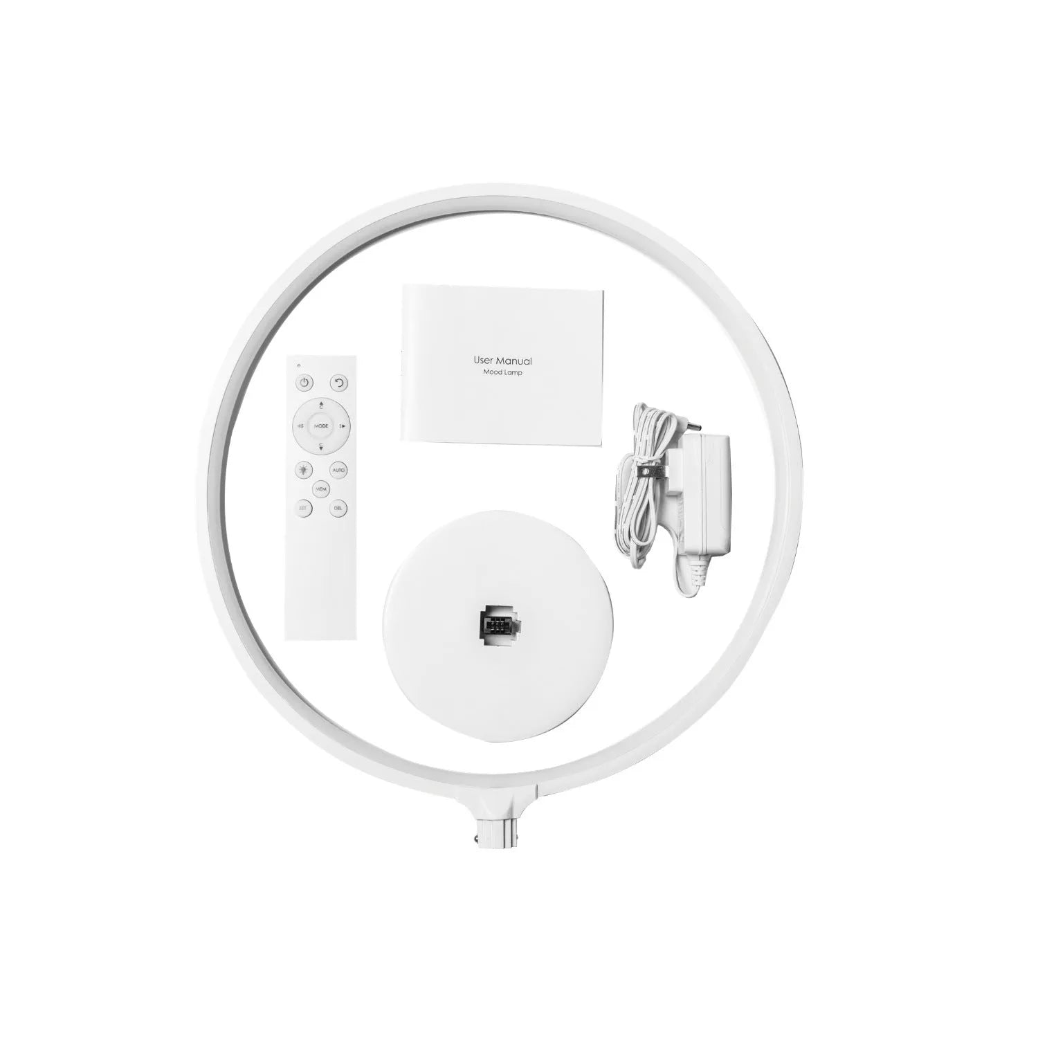 30 cm white full moon lamp with remote control on table surface showing detailed moon texture