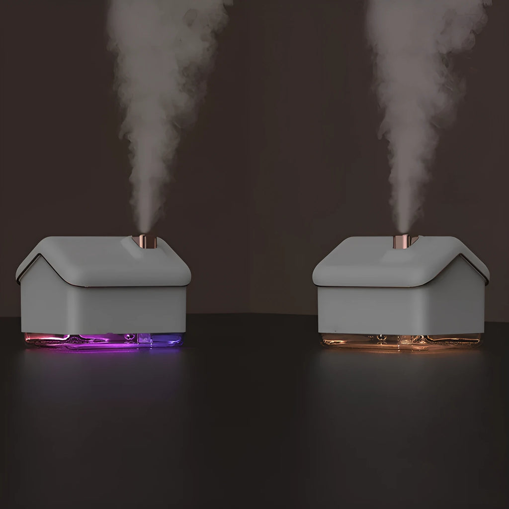 White igloo-shaped ultrasonic humidifier and essential oil diffuser with USB cable