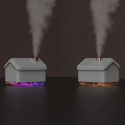 White igloo-shaped ultrasonic humidifier and essential oil diffuser with USB cable