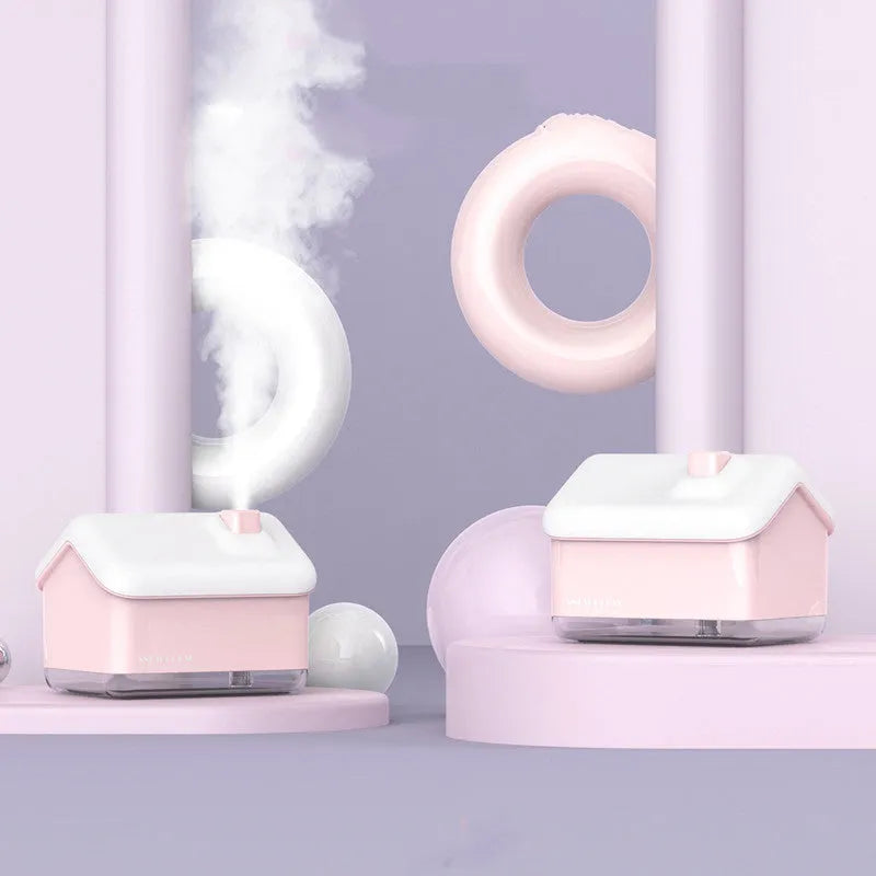White igloo-shaped ultrasonic humidifier and essential oil diffuser with USB cable