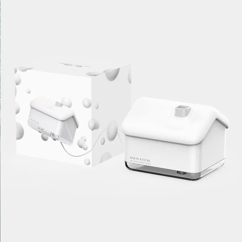 White igloo-shaped ultrasonic humidifier and essential oil diffuser with USB cable