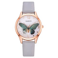 Gaiety women's wristwatch with removable rhinestone butterfly decoration on leather strap