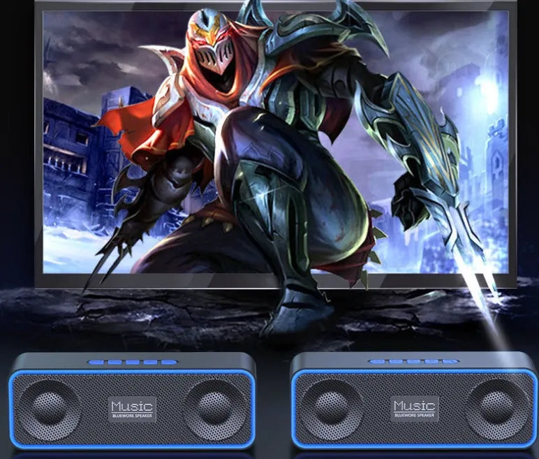 Wireless Bluetooth speaker subwoofer with radio TWS 218 dual speakers in black