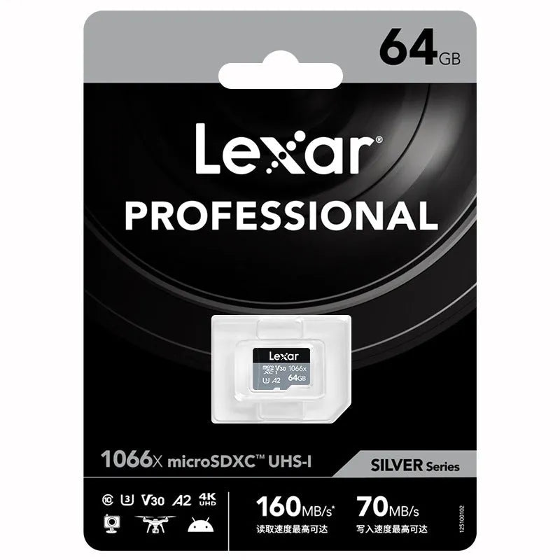 Lexar 1066x micro SD memory card 64GB 128GB 256GB 512GB U3 V30 A2 for UAV 4K video