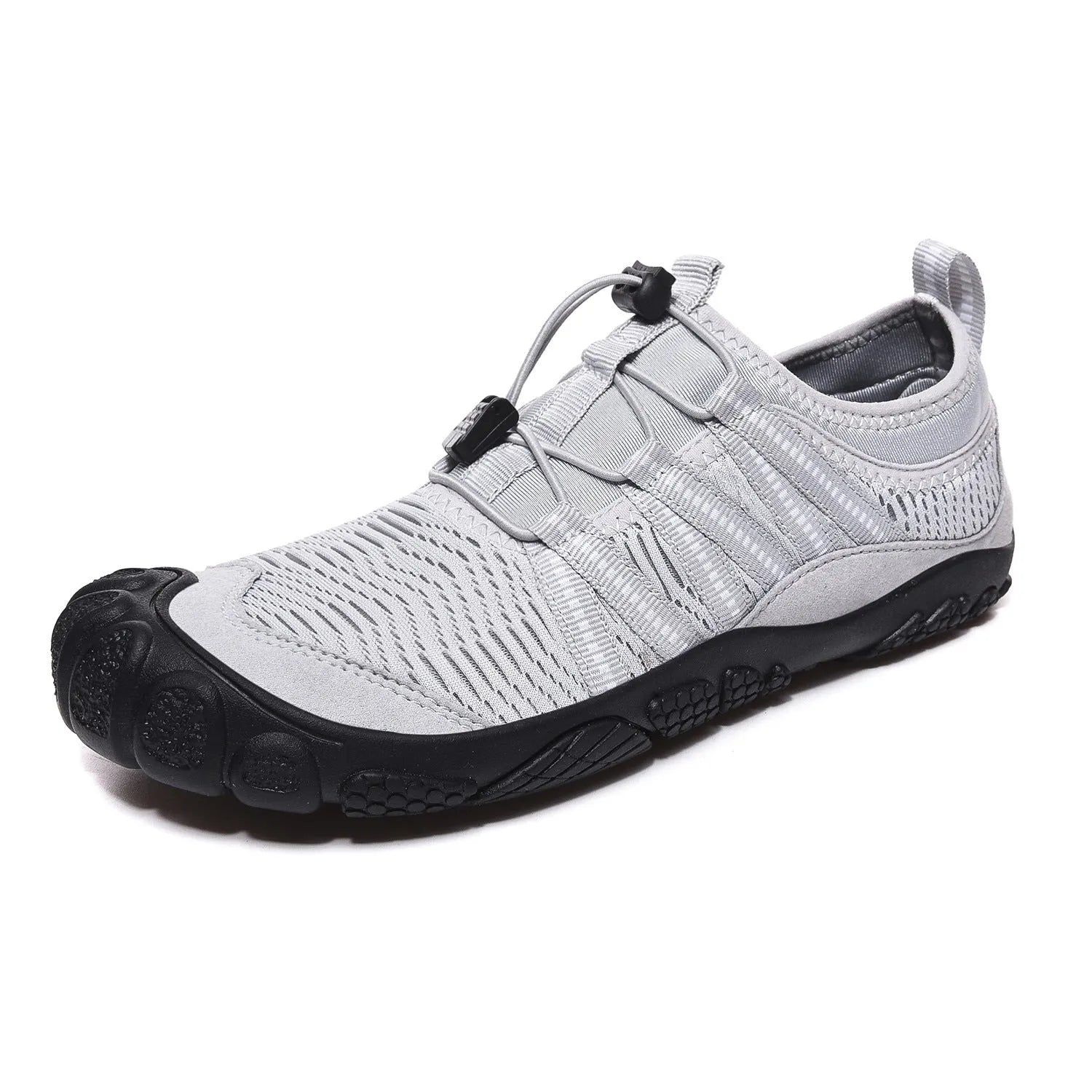 Low-cut unisex river tracing shoes with mesh upper, rubber sole, and elastic band fastening.