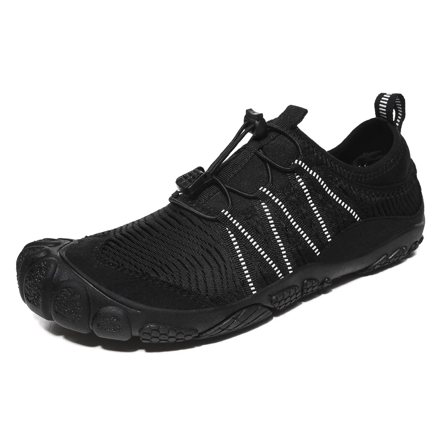 Low-cut unisex river tracing shoes with mesh upper, rubber sole, and elastic band fastening.