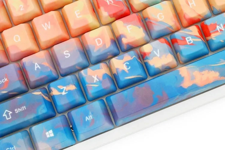 Five-sided sublimation sunset OEM keycap for mechanical keyboard customisation, colourful design