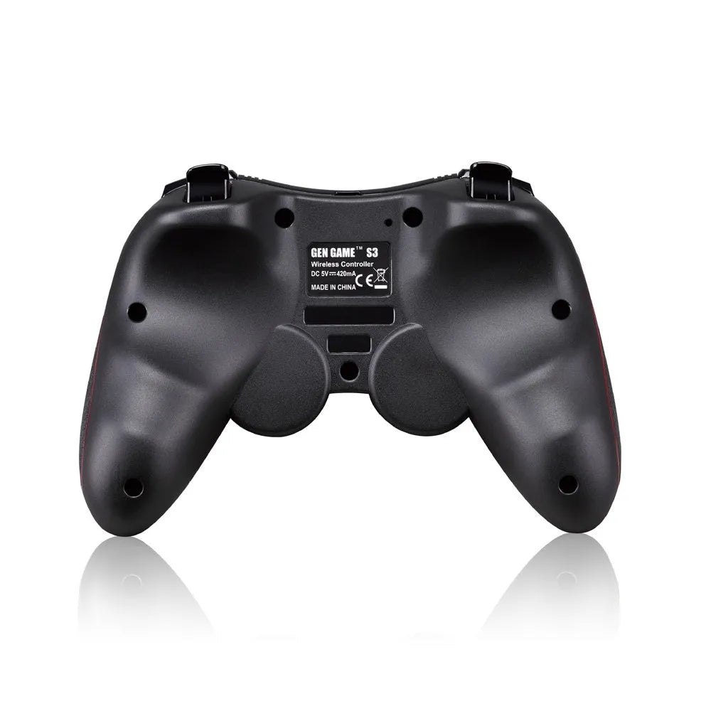 Black wireless Bluetooth gamepad controller for Android and iOS mobile phones and tablets.