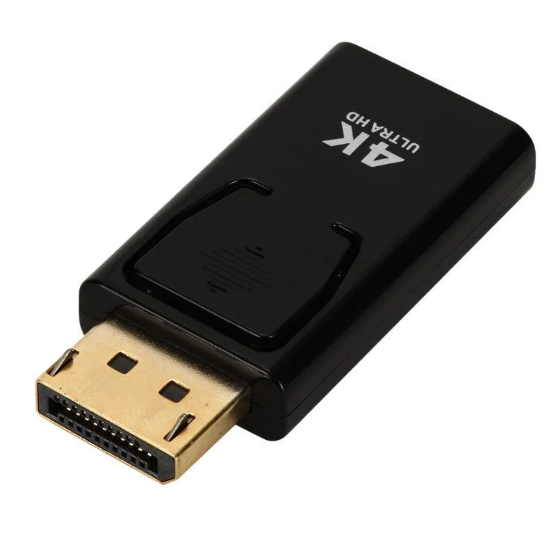 Black DisplayPort to HDMI adapter cable for 4K video and 100 MB/s data transfer