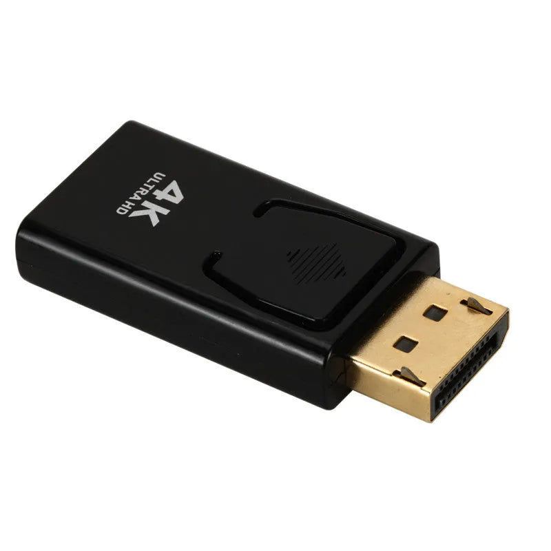 Black DisplayPort to HDMI adapter cable for 4K video and 100 MB/s data transfer