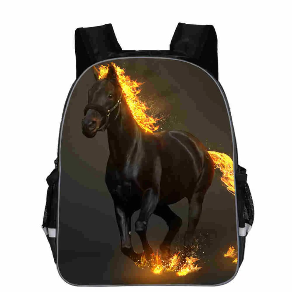 Cartoon horse head design school backpack in polyester available in multiple colours and sizes