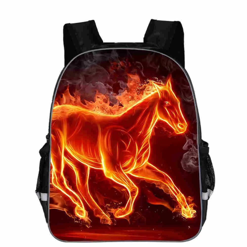 Cartoon horse head design school backpack in polyester available in multiple colours and sizes