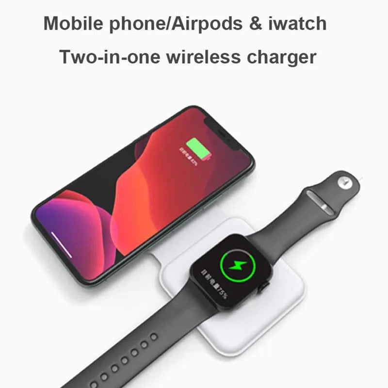 White magnetic wireless charging dock in folded position showing dual charging surfaces and Type-C port