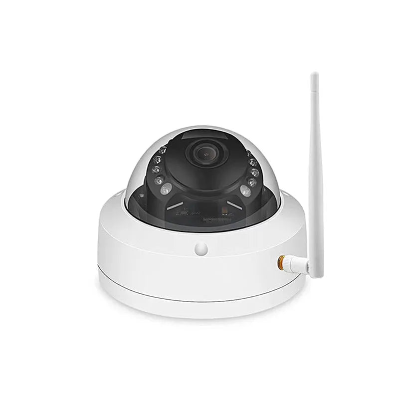 Wireless dome camera with 5MP 1080P resolution, 3.6mm lens, and infrared night vision in semi-metal housing