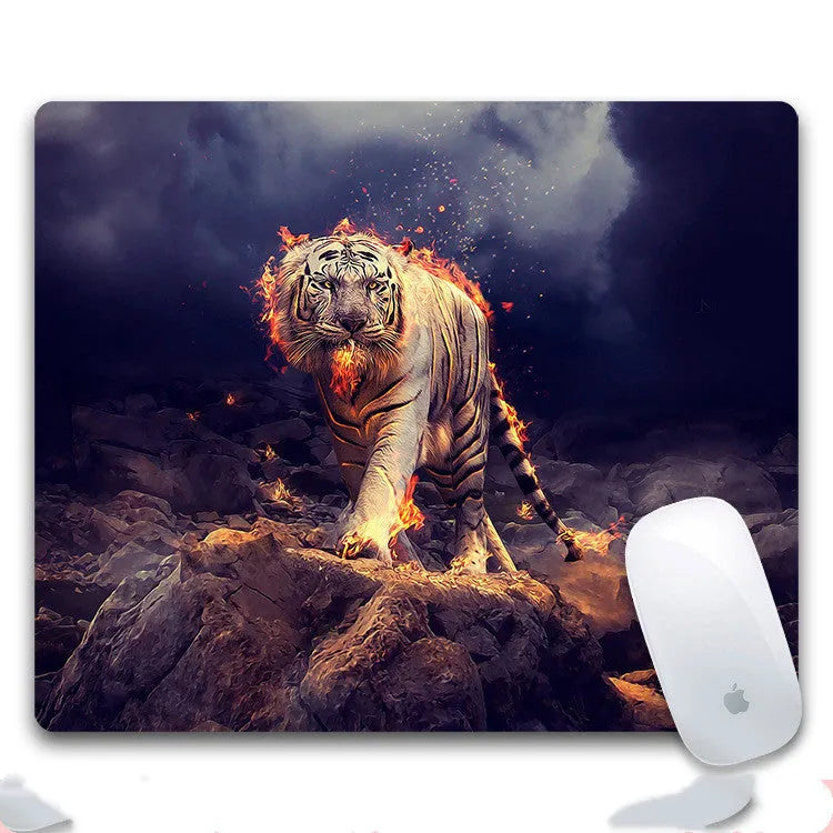 Custom printed rubber mouse pad with cloth surface showing pattern style options A through H