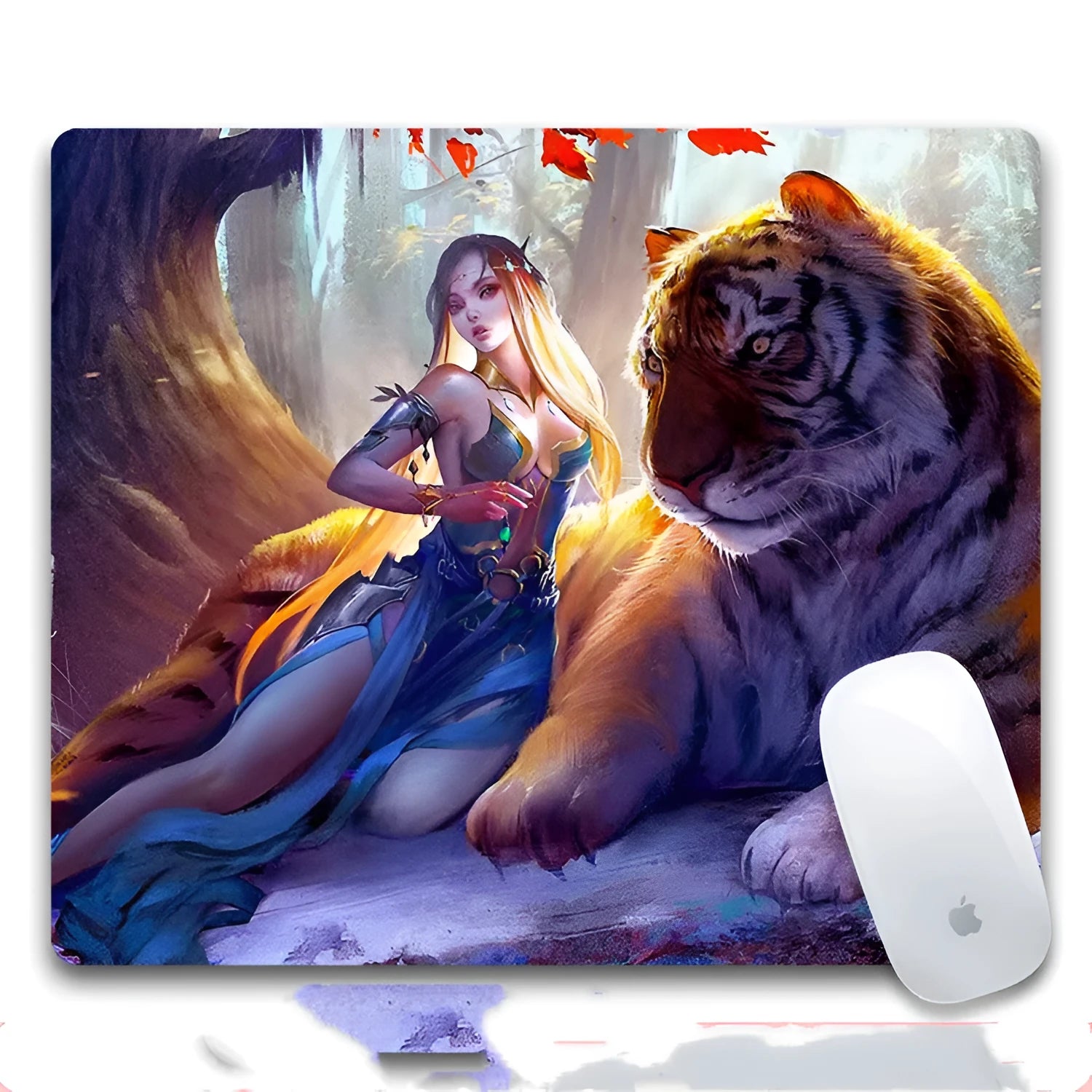 Custom printed rubber mouse pad with cloth surface showing pattern style options A through H