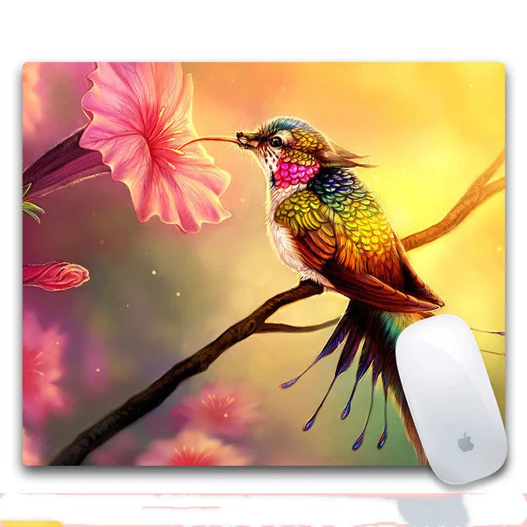 Custom printed rubber mouse pad with cloth surface showing pattern style options A through H