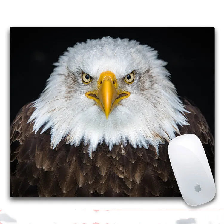 Custom printed rubber mouse pad with cloth surface showing pattern style options A through H