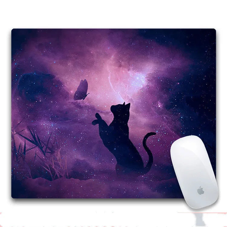 Custom printed rubber mouse pad with cloth surface showing pattern style options A through H