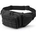 Black tactical waist bag worn around the waist with moderate storage capacity