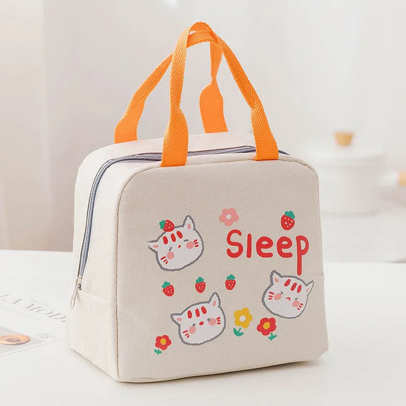 Thickened thermal insulation portable lunch box with integrated carrying bag in multiple colour designs