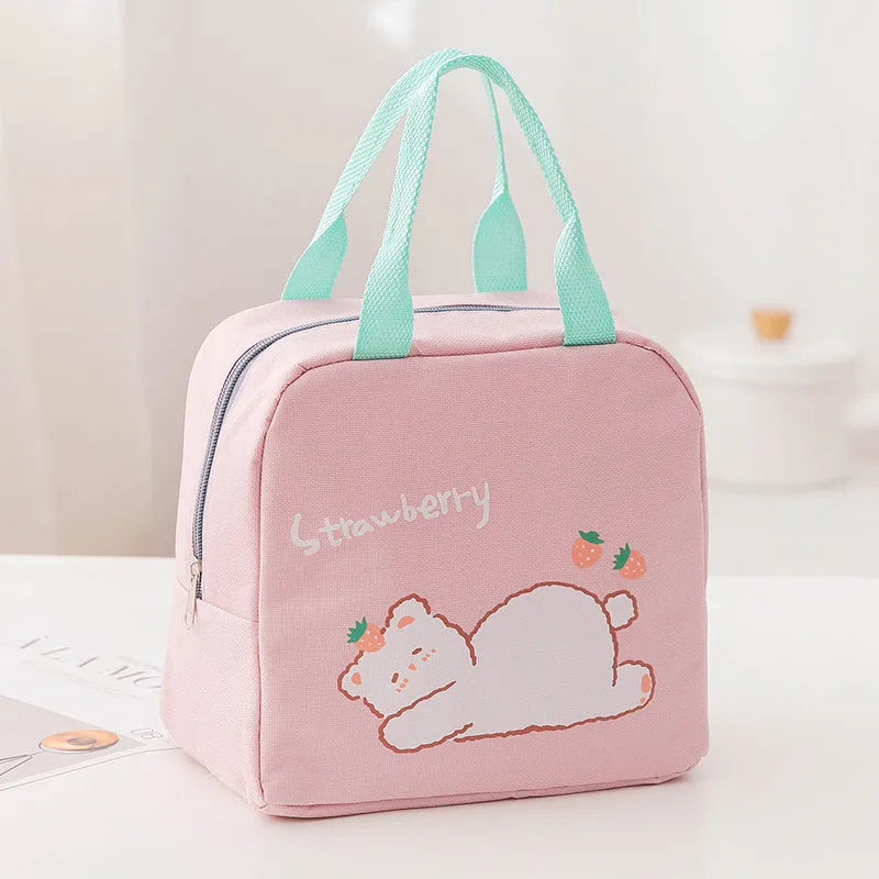 Thickened thermal insulation portable lunch box with integrated carrying bag in multiple colour designs