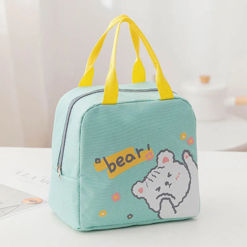 Thickened thermal insulation portable lunch box with integrated carrying bag in multiple colour designs