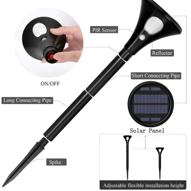 Solar induction ground plug light for outdoor garden with lamp pole and connecting tubes