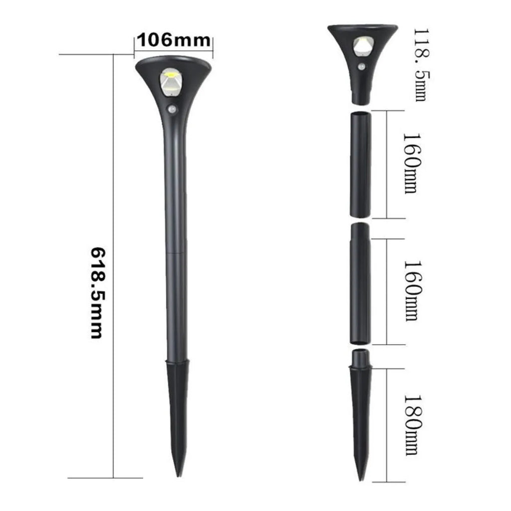 Solar induction ground plug light for outdoor garden with lamp pole and connecting tubes