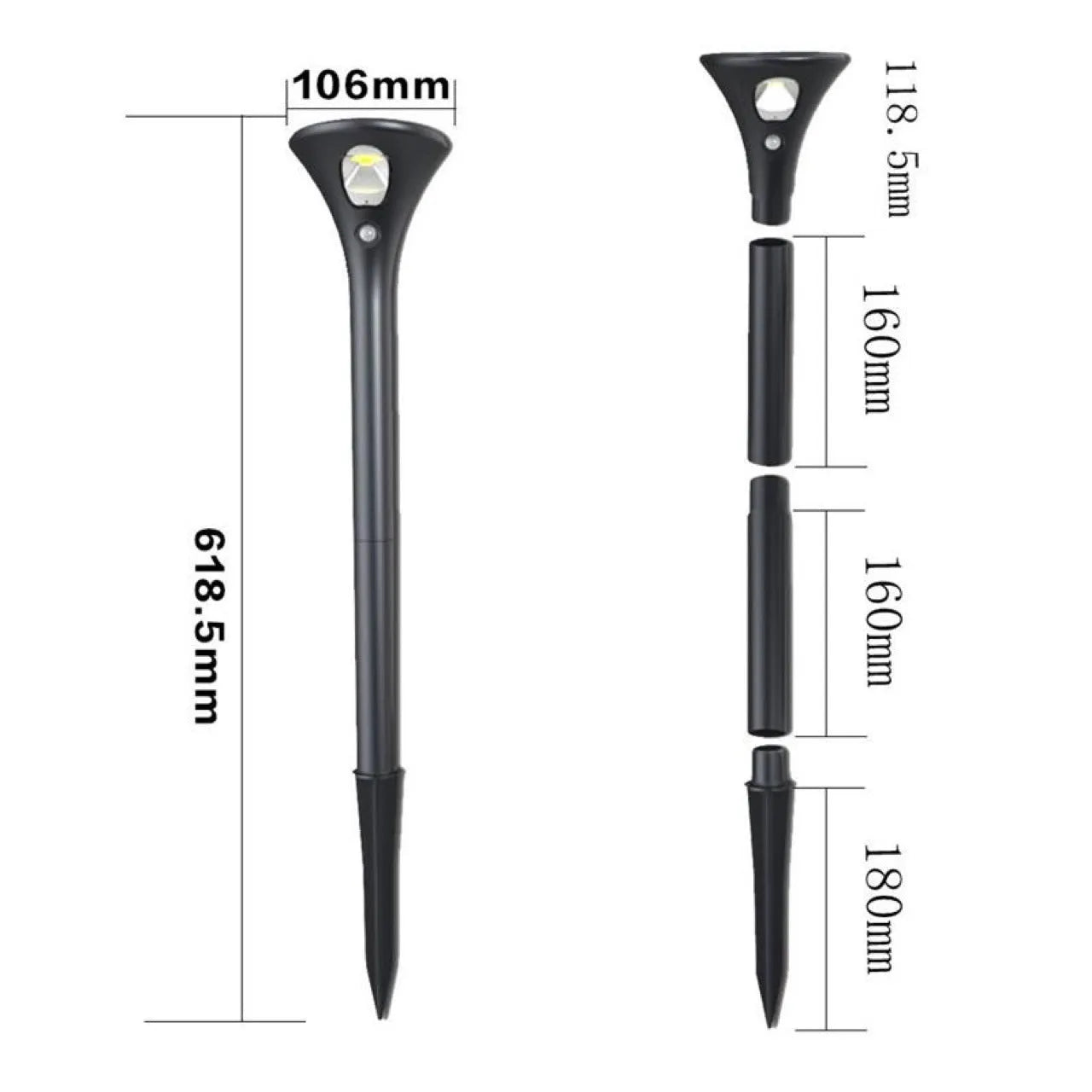 Solar induction ground plug light for outdoor garden with lamp pole and connecting tubes