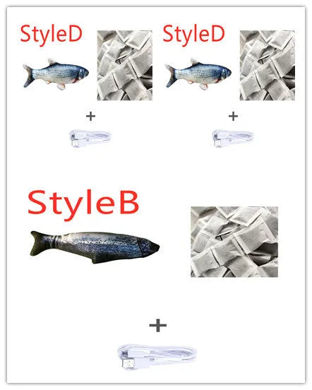 Multicolour USB rechargeable electronic jumping fish cat toy on a floor