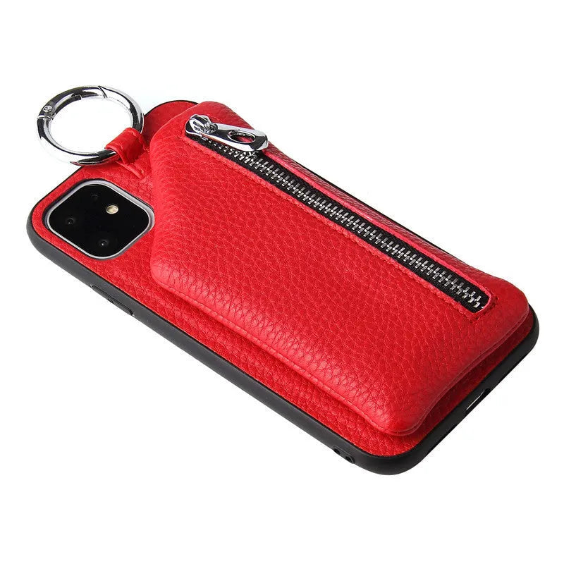 PU leather iPhone crossbody case with detachable lanyard strap in solid colour options