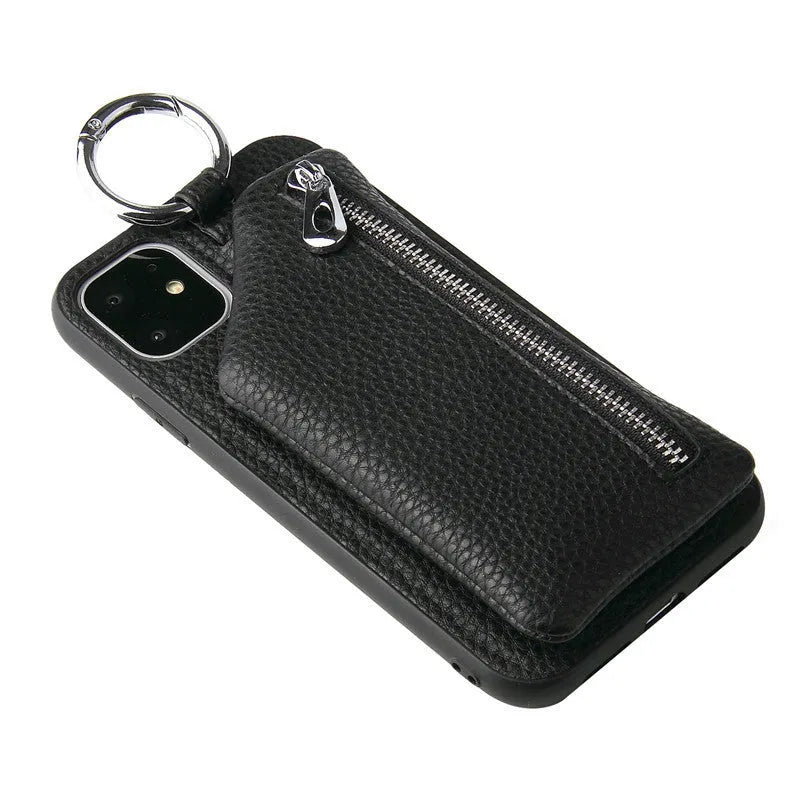 PU leather iPhone crossbody case with detachable lanyard strap in solid colour options