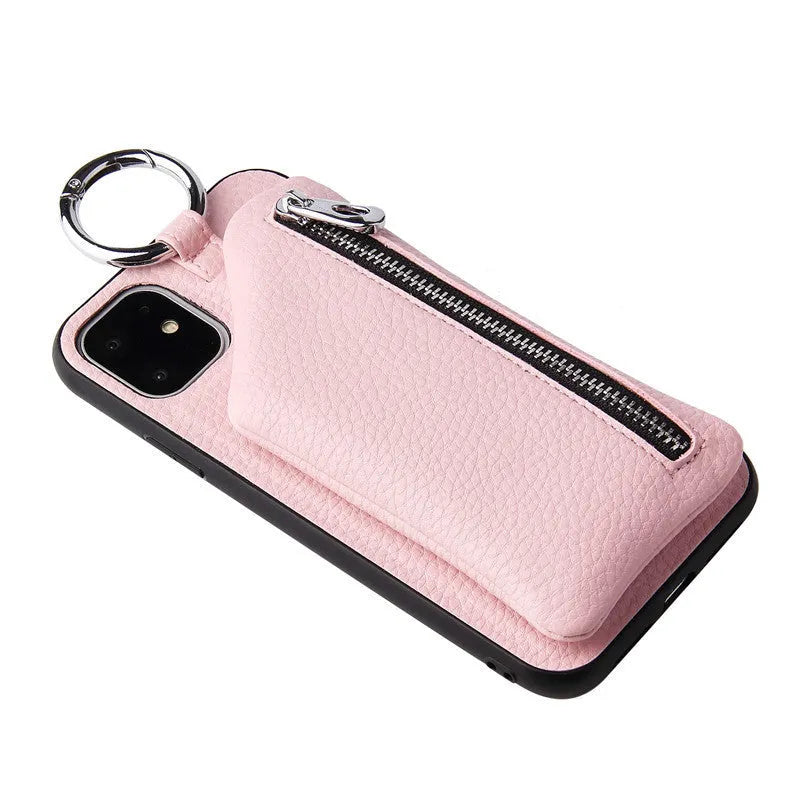 PU leather iPhone crossbody case with detachable lanyard strap in solid colour options