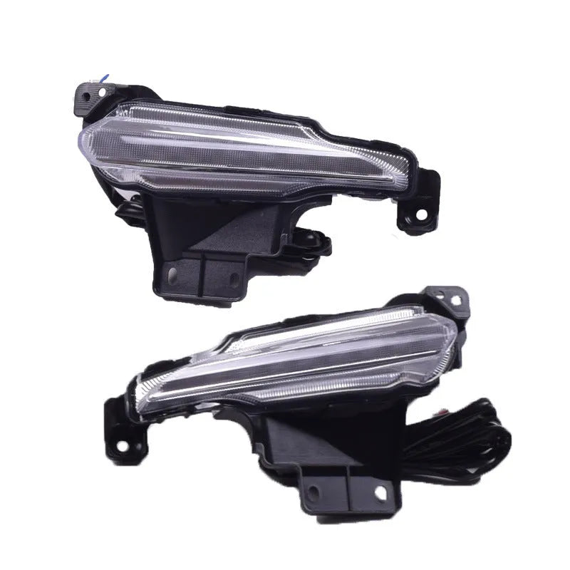 Angkesaila LED daytime running light for Mazda 3 2017 with streamer turning function and ice blue glow, black housing
