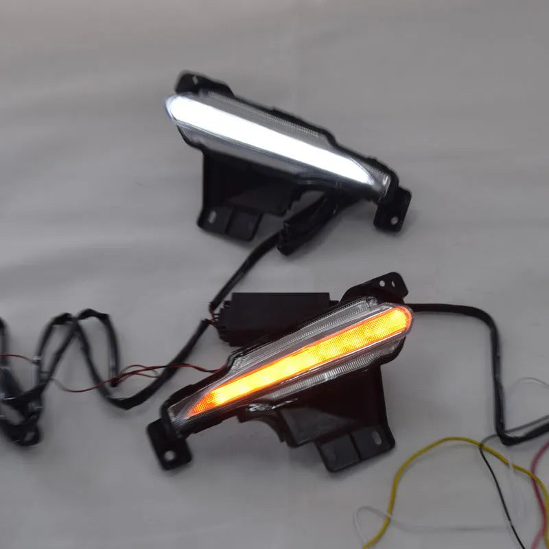 Angkesaila LED daytime running light for Mazda 3 2017 with streamer turning function and ice blue glow, black housing