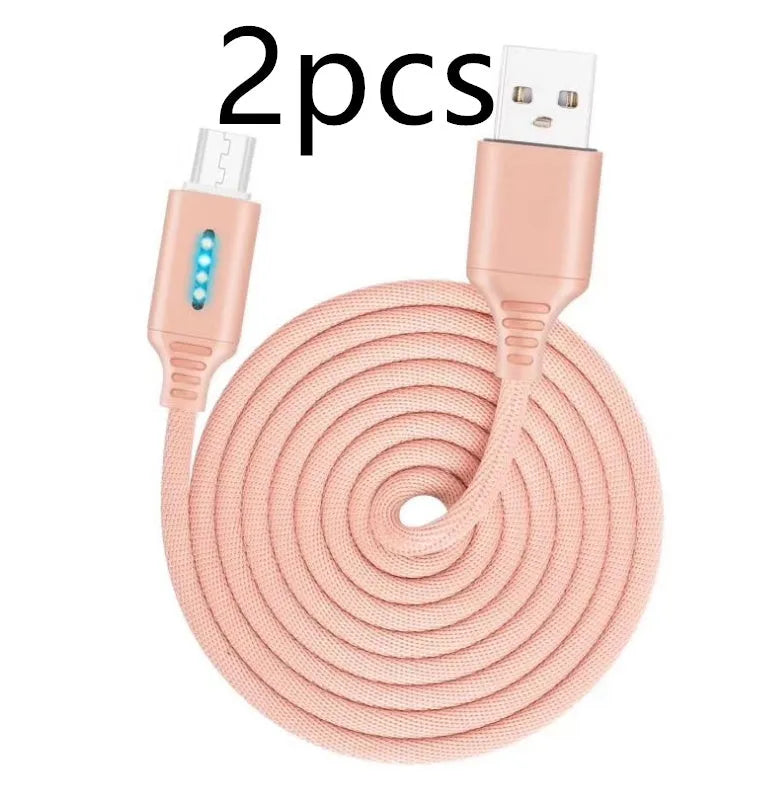 Black fabric braided USB charging cable with Type-C connector, shown at full 1-metre length.