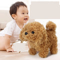 Children's electric animal plush toy robot dog walking with tail shaking in brown colour 18cm