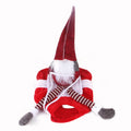 Pet Christmas riding transformation costume in red flannel Santa style with Velcro fastening on a dog or cat